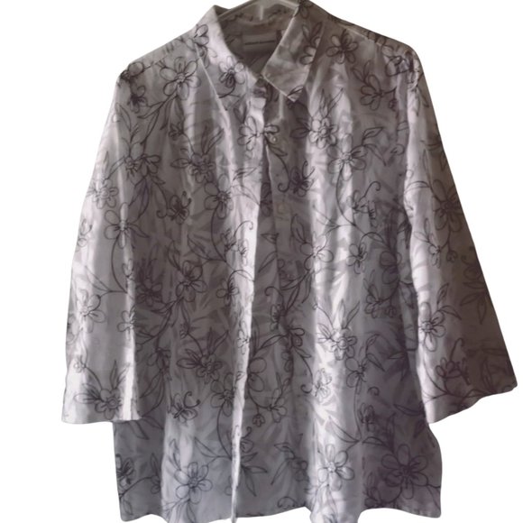 Women's 16 Alfred Dunner Sheer Button Down Shirt - Picture 1 of 15